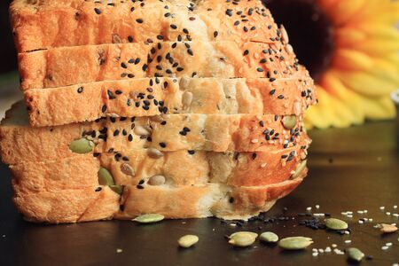 Whole wheat bread and sesameの写真素材