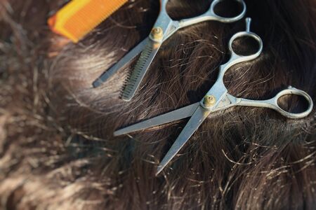 Barber scissorsの写真素材