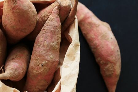 fresh yam sweet redの写真素材