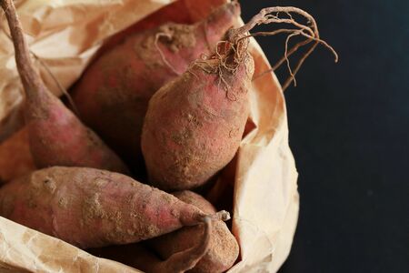 fresh yam sweet redの写真素材