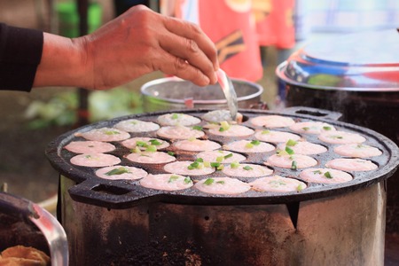 Coconut milk mix sugar and flour. - Thai sweetmeatの写真素材