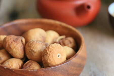 dried fig and hot teaの写真素材