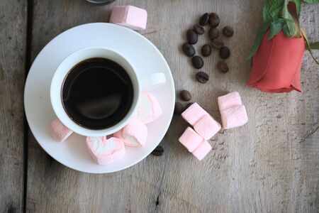 marshmallows with hot coffeeの写真素材