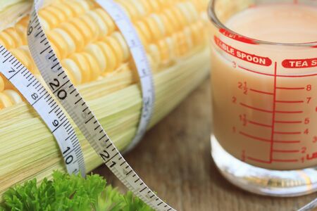 corn milk and sweet cornの写真素材