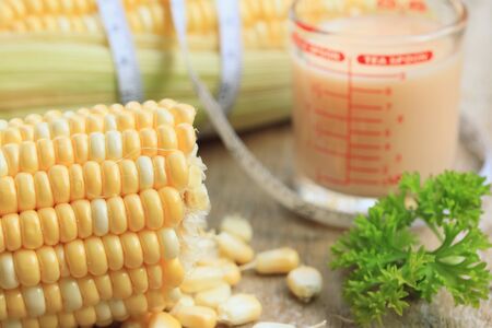 corn milk and sweet cornの写真素材