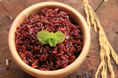 cooked red rice and rawの写真素材