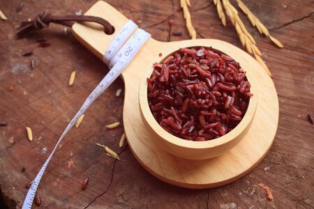 cooked red rice and rawの写真素材