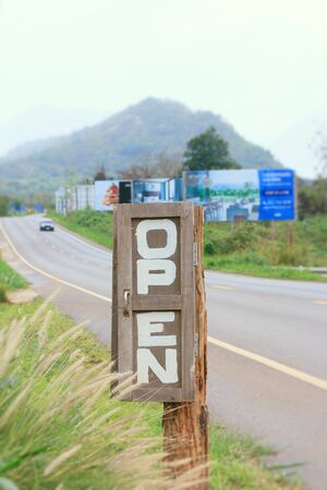 Open sign wood vintageの写真素材