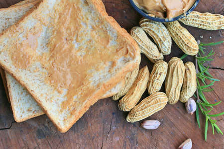Peanut butter and breadの写真素材