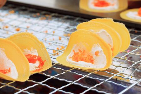 thai crispy pancake - cream crepesの写真素材