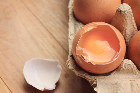 brown egg in box