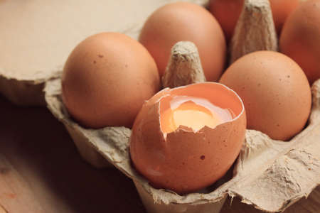 brown egg in box
