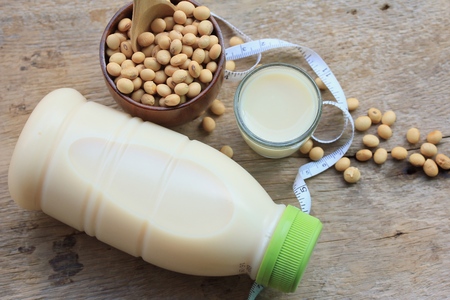 soy milk with soybeanの写真素材