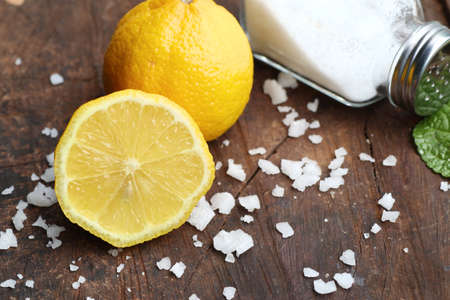Fresh lemon and saltの写真素材