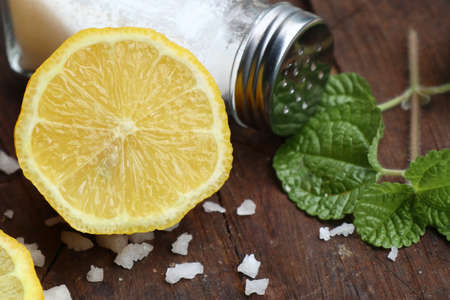 Fresh lemon and saltの写真素材