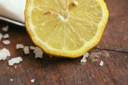 Fresh lemon and saltの写真素材