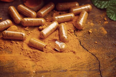 Turmeric capsuleの写真素材