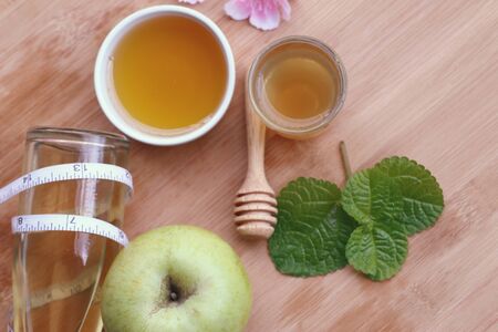 apple cider vinegar with honeyの写真素材