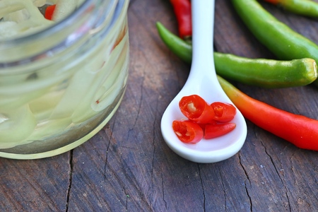 Vinegar pickled of chilliの写真素材