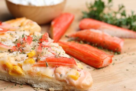 Cut off slice pizzaの写真素材