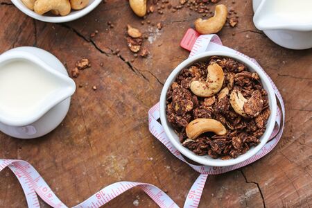 healthy granola with cashewの写真素材