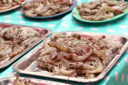 fresh shrimp at the marketの写真素材