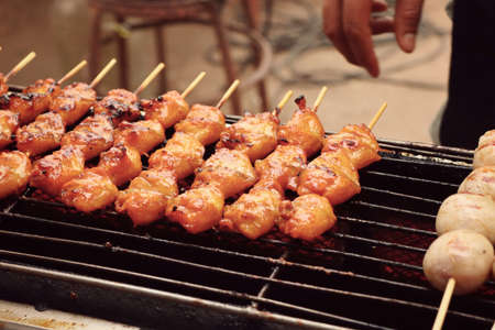 grill chicken at the marketの写真素材