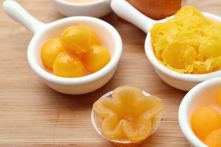 Thai dessert sweet goldenの写真素材