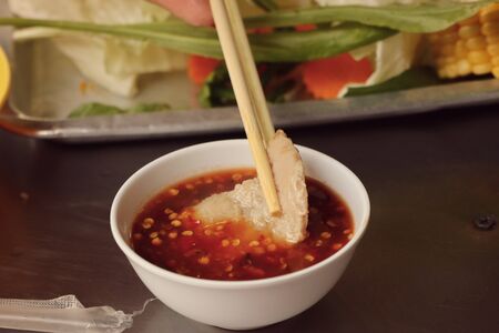 Roast pork on panの写真素材