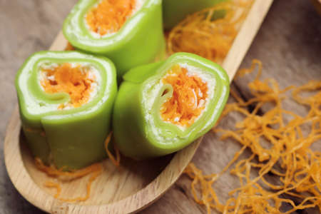 roll crepe with thai dessertの写真素材