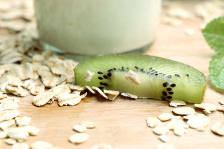 kiwi with smoothie yogurtの写真素材