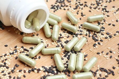 Sesame capsule with seedsの写真素材