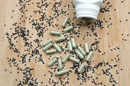 Sesame capsule with seedsの写真素材