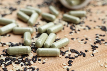 Sesame capsule with seedsの写真素材