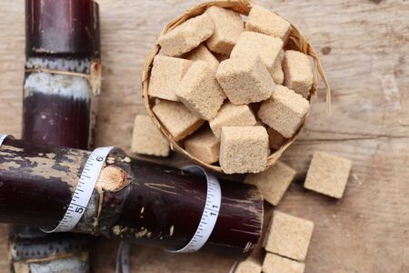 Organic cane sugar cubesの写真素材