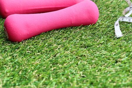 pink dumbbellの写真素材