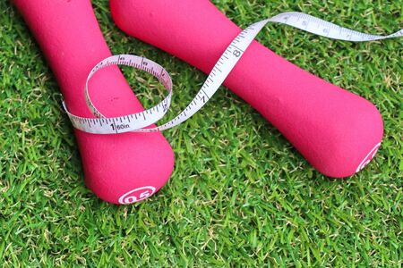 pink dumbbellの写真素材