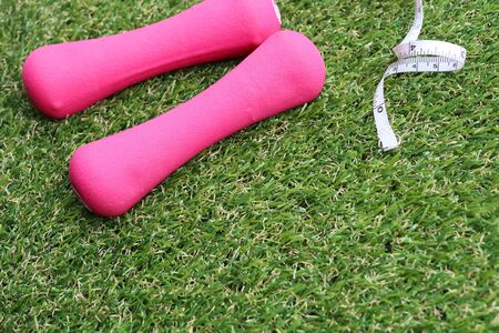 pink dumbbellの写真素材