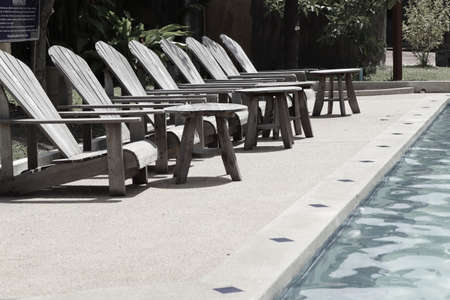 Swimming pool with chairの写真素材