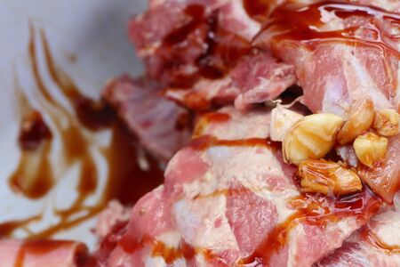 pork ribs sauce marinatedの写真素材