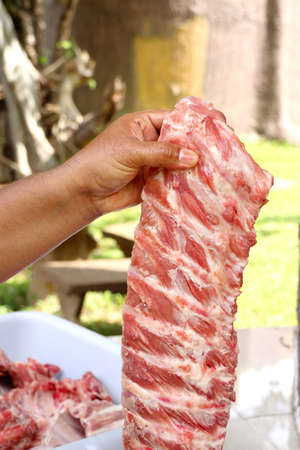 raw pork ribsの写真素材