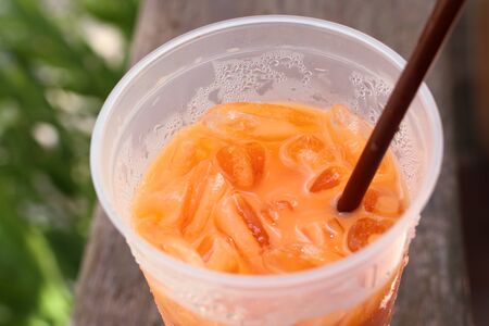 ice tea with milkの写真素材