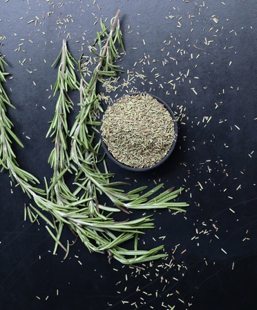 Dried herbs rosemary leafの写真素材