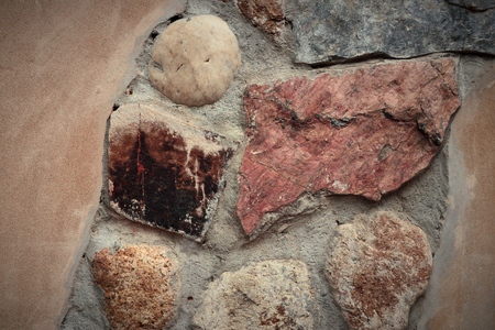 Brown stone wall backgroundの写真素材