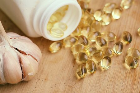 capsules of garlic oilの写真素材