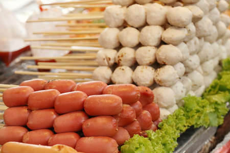 grill meatballs and sausageの写真素材