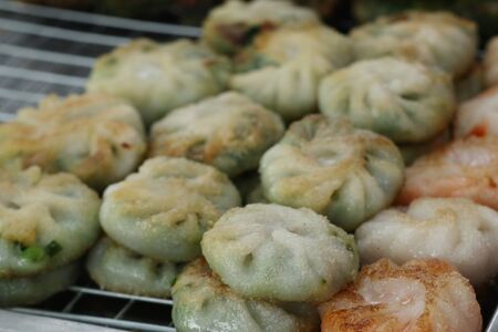 fried garlic chives dumplingの写真素材