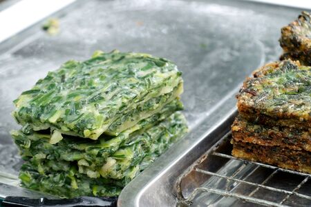 fried garlic chives dumplingの写真素材