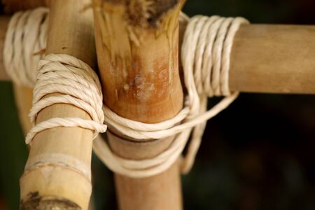 rope to bamboo fenceの写真素材