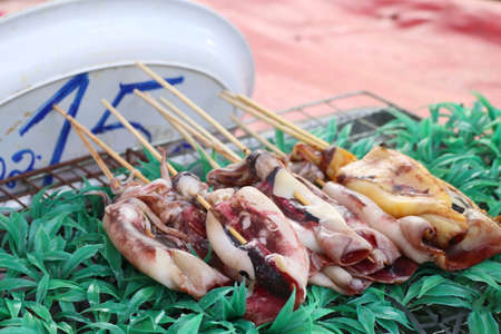 grilled squid in street foodの写真素材